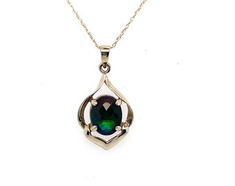 Vintage Gold Pendant Korite International  Ammolite on 19 " Pendant Chain