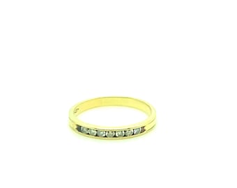 Vintage Gold Stacking Band with Channel set Diamonds Size 8