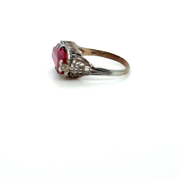 Antique Gold and Ruby Statement Ring with Filigre… - image 2