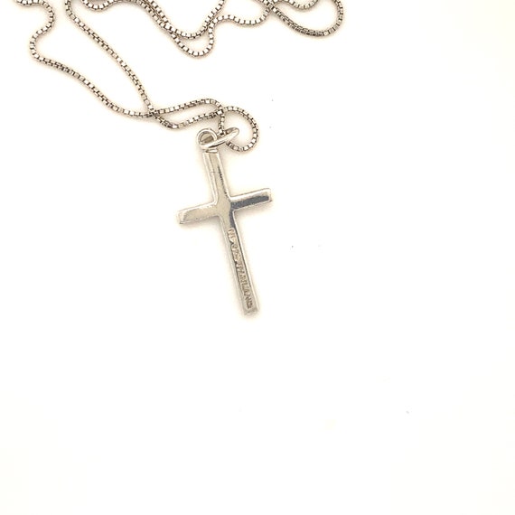 Vintage Simple Sterling Silver Cross on Box Chain - image 5