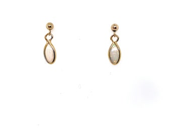 Vintage Yellow Gold Filled Opal Drop Earrings