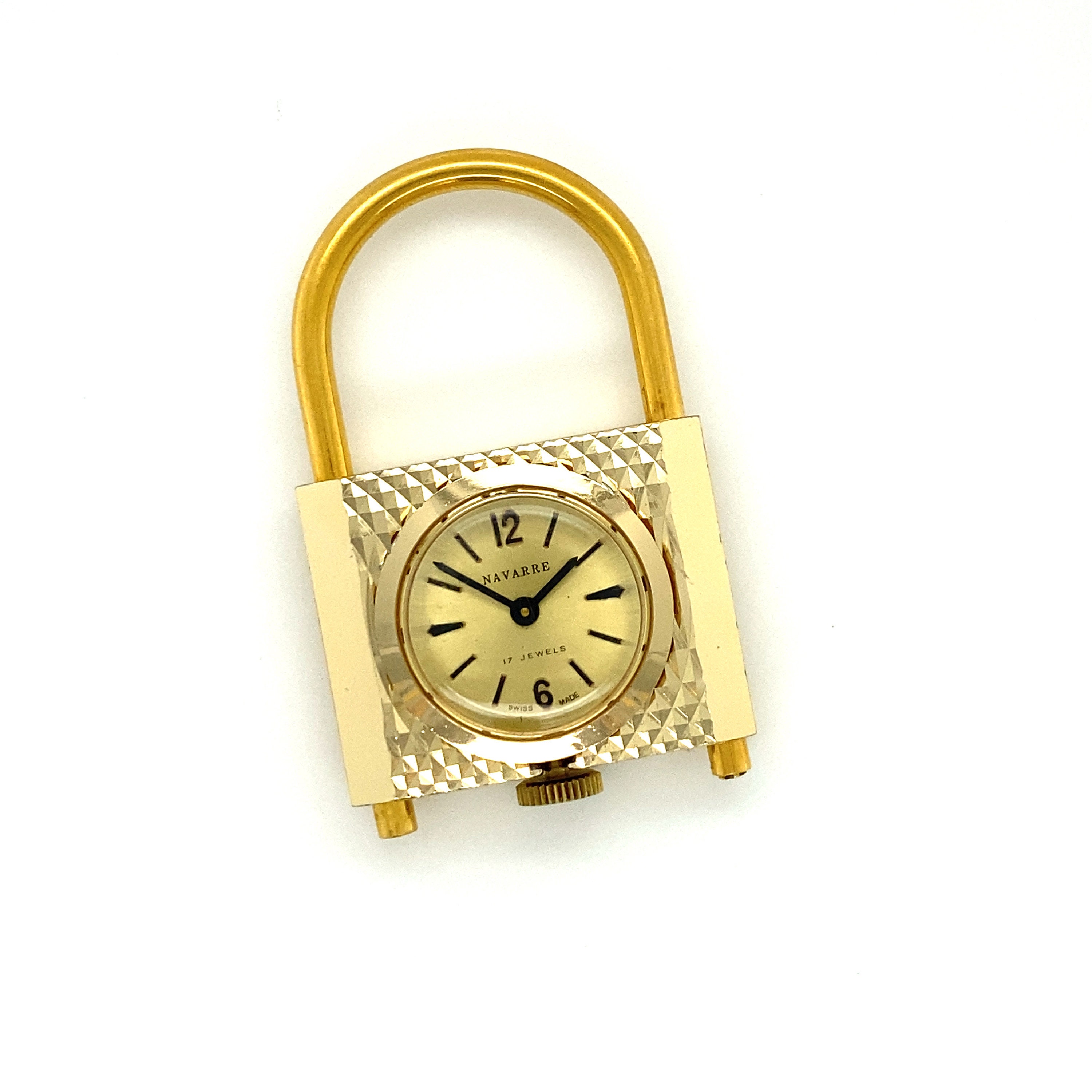 Pendentif Montre Vintage Navarre En Forme De Cœur Argenté - Motif "désir" - Protégé Contre Les Chocs - Occasion Portée