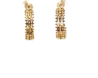 Vintage Gold Hoop Earrings With Texture and Posts