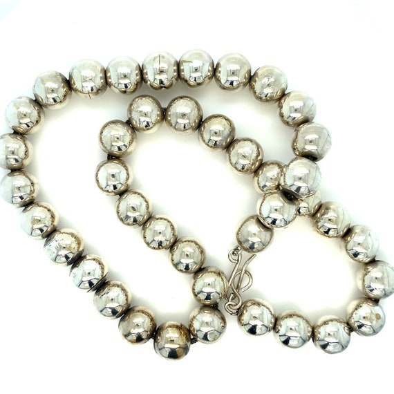 Vintage Sterling Silver Bead Necklace - image 5