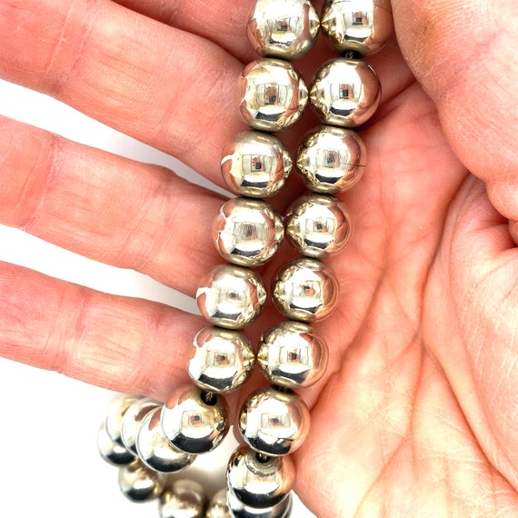 Vintage Sterling Silver Bead Necklace - image 6