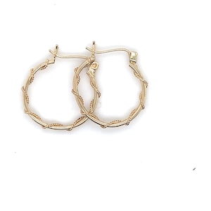 Vintage Yellow Gold Medium Sized Twisted Rope Hoop Earrings
