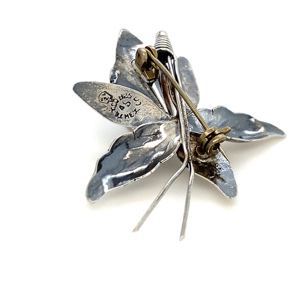 Vintage Taxco  Sterling Silver Tiger Lily Brooch - image 4