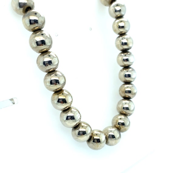 Vintage Sterling Silver Bead Necklace - image 2
