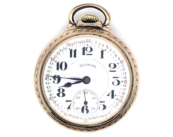 Antique Gold Pocket Watch Illinois Bun Special Railroad Open Face