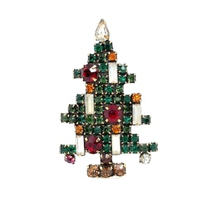 Vintage Weiss Rhinestone Christmas Tree Brooch/Pin
