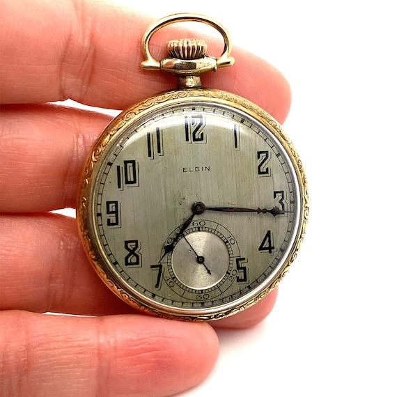 Vintage Yellow Gold Elgin Open Face Pocket Watch Etsy Sweden