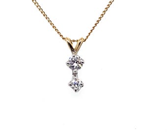 Vintage Gold Pendant with Diamond Drop on 16 " Cable Chain