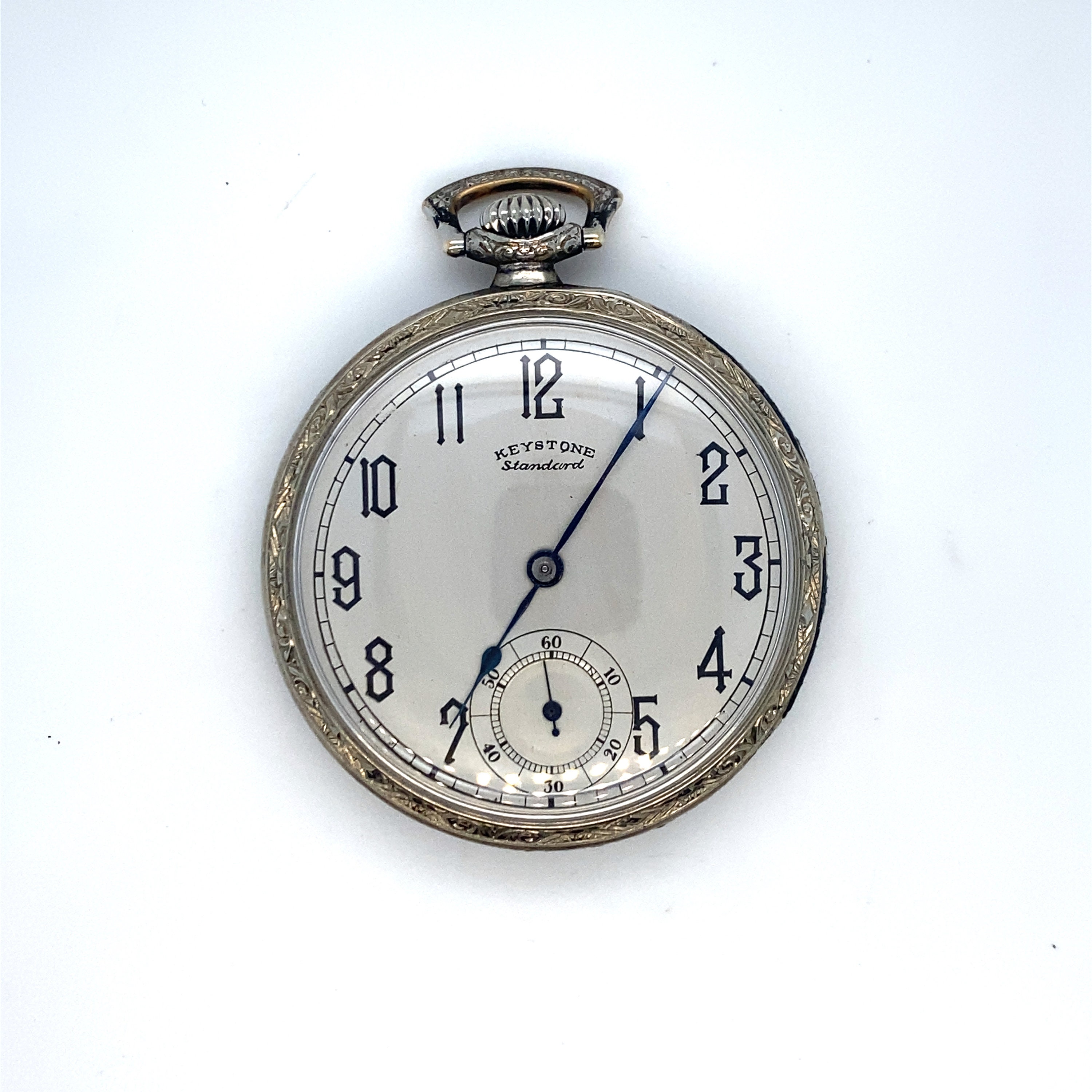 Antique Keystone Standard Open Face Pocket Watch With Engraved Case Etsy