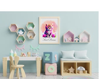 Cat Portrait Wall Art Digital / Home Decor / Animal Photo / Pet Portrait / Digital Download / Nursery Wall Art / Bedroom Wall Art