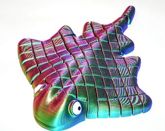 3D Printed Articulated Stingray: Iridescent Bioplastic Fidget Toy