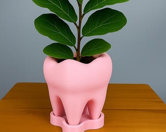 Tooth Planter with Saucer: 3D Printed PLA Eco-Friendly Plant Pot