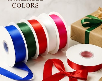 Rolled Up 1" DOUBLE FACE SATIN Ribbon – 100% Polyester | Choose Color & Yards