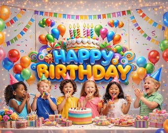 Happy Birthday Banner | Colorful Birthday Party Backdrop | Large Fabric Banner 70.8x43.3 Inches | Birthday Decoration
