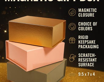 Luxury Magnetic Gift Box: Rigid Keepsake Packaging (9.5x7x4)