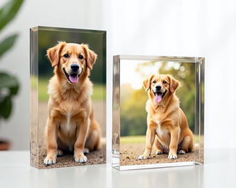 Custom Photo Gift Glass , Photo Block – Personalized Picture Keepsake for Anniversary, Birthday, Memorial, Christmas