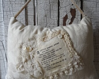 Vintage Remnants Lovely Shabby Door Hanger OOAK Pillow Chic