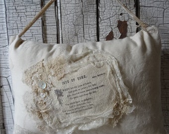 Vintage Remnants OOAK Handmade Door Hanger Pillow Shabby