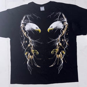 Vintage Delta Bald Eagle Lightning Graphic Short Sleeve T-Shirt Size XL Cotton
