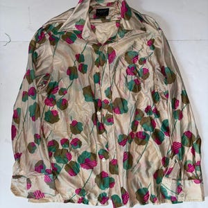 Vintage 70s Horizon disco shirt large longsleeve nylon