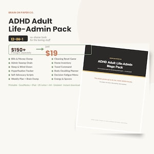 ADHD Planner Bundle 12-in-1 | Adult Life Admin Mega Pack: Bills Cleaning Sleep Paperwork & More | No-Shame Printable + GoodNotes