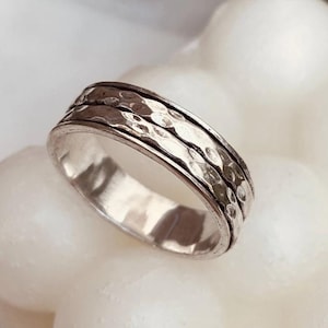 Silver 925 Hammered Thumb Spinner ring for women, Sterling silver 925 ring, spinner ring,  Fidget rings, Gold fidgeting rings, Gift for her