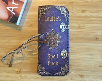 Personalised Book of Spells Glasses Case, Spell Book Sunglasses Case, Glasses Holder, Witchcraft Glasses Case - Witchcraft Gift