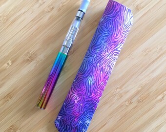 Purple Animal Print VAPE Case, Vape Pen Case, Vape Pen Holder with Keyring Attachment