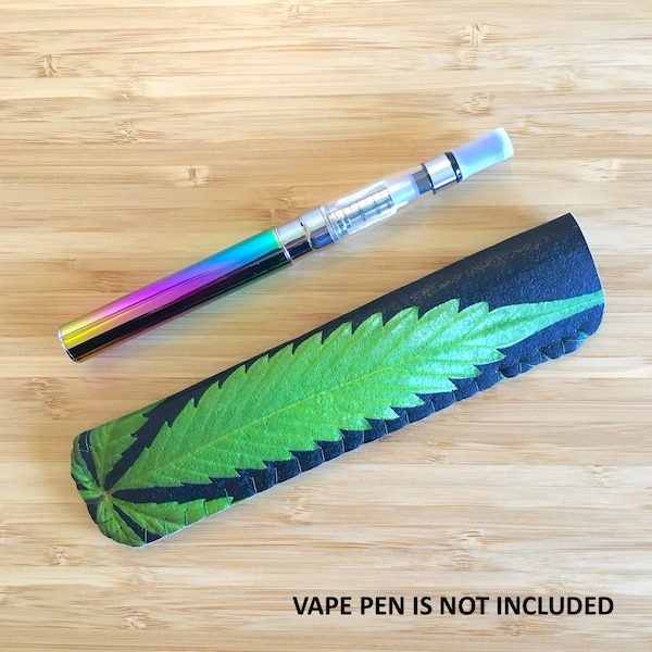 Cannabis Weed Leaf VAPE Pen Holder, Vape Pen Case, Vape Holder, Vape Pouch, eCig Case, eCig Holder - Marijuana Leaf Case