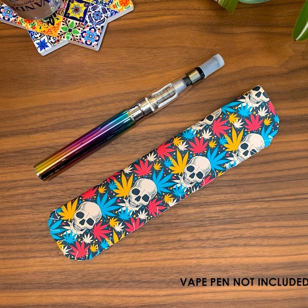 Weed Leaf Skulls VAPE Case, Vape Pen Case, Vape Pen Holder, eCig Holder, eCig Case, Vape Pouch, Colour Cannabis Leaf Vape Case