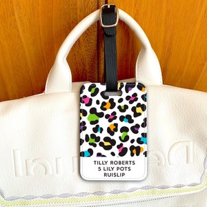 Rainbow Leopard Print Luggage Tag: Personalised Travel Tag