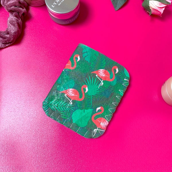 Green Leaves Pink Flamingo Birth Control Pill Case for Contraceptive Pill, Mini Pill Birth Control Case