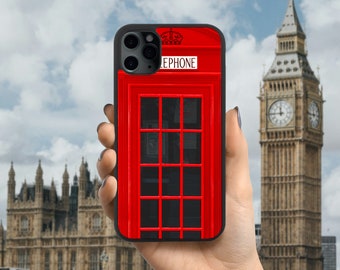 Red British Telephone Box iPhone Case for iPhone SE, 11, 12, 13, 14, 15 Plus, Pro, Pro Max, Mini, London Phone Box, London England Gift