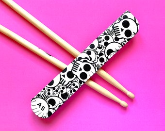 Y2K Comic Skulls Drumstick Case for Drumsticks, Personalised Gift for Drummer