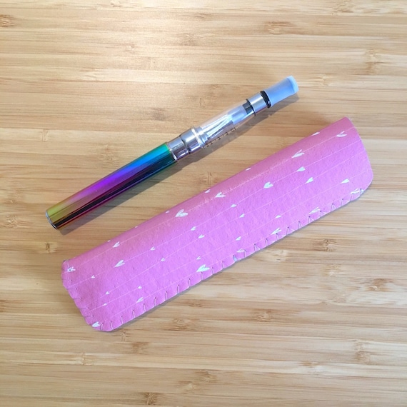 Pink White Heart VAPE CASE Holder with Keyring Attachment