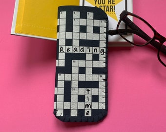 Crossword Glasses Case for Sunglasses and Reading Glasses, Reading Gift for Crossword Puzzles Lovers