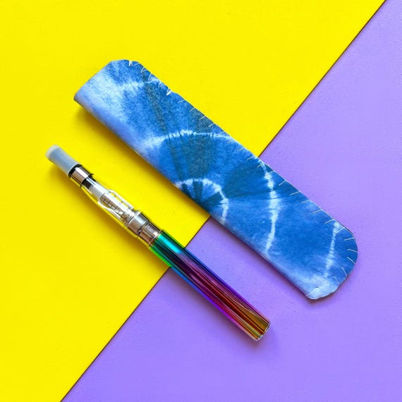 Blue Tie Dye Ecig Vape Case Holder With Wristlet or Lanyard, for Vape Pens  and Ecigs