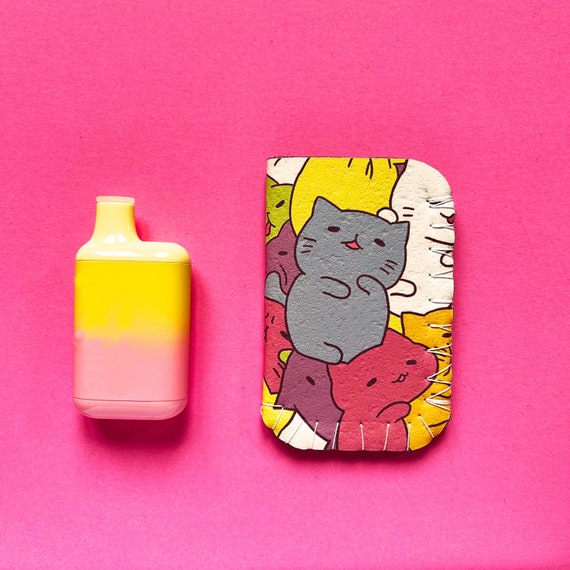 Cute Cats Mini Vape Case With Keyring or Lanyard for Disposable Mini Vapes,  Gift for Cat Lover
