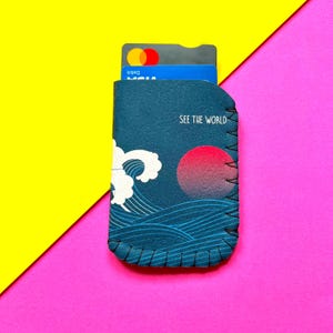 Japanese Sunset Travel Pass Holder, See The World Travel Gift, Personalised Card Holder
