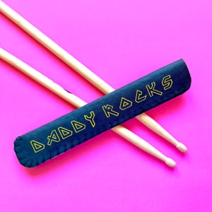 Personalised Drum Stick Holder, Drum Stick Case with keyring, Drum Stick Sleeve, Drummer Fathers Day Gift, Drummer Christmas Gift