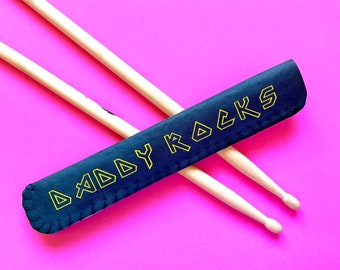 Personalised Drum Stick Holder: Grey Felt Drummer Gift with Keyring