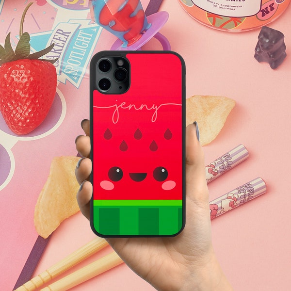 Kawaii Cute Watermelon iPhone Case for iPhone 12, 13, 14, 15, SE, Personalised Gift for her