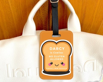 Personalised Coeliac Travel Tag For Kids: Kawaii Gluten Free Allergy Alert