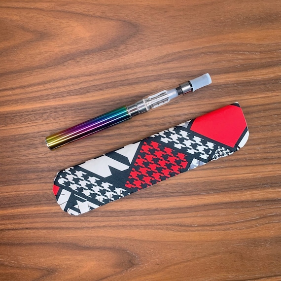 Black and Red Dogtooth Design VAPE CASE, Discreet Vape Pen Holder