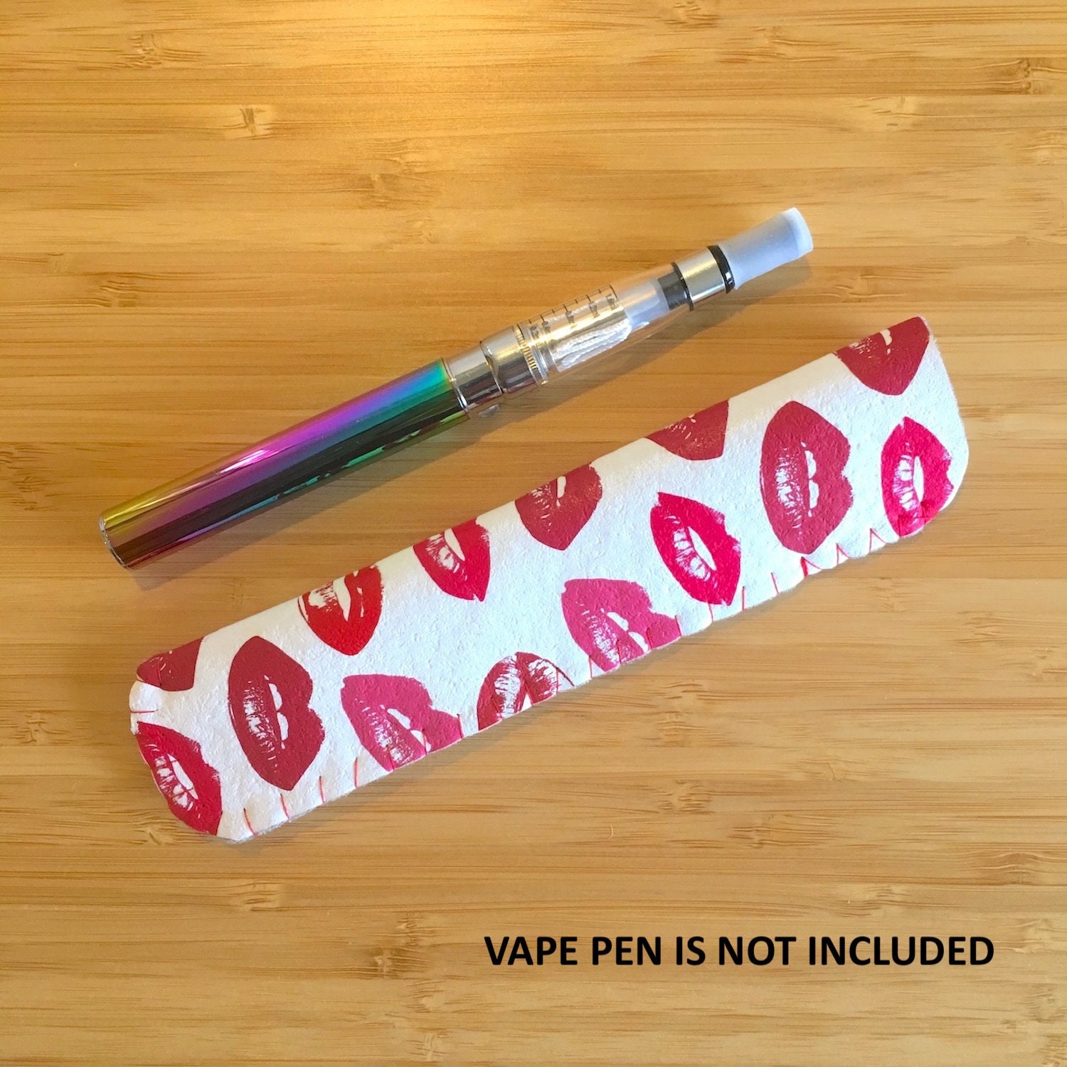 Red Lips Kisses Vape Pen Case, Vape Sleeve Holder With Keyring or Lanyard