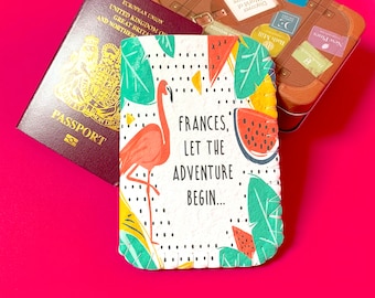 Personalised Passport Holder, Girls Passport Cover, Passport Wallet, Passport Case, Passport Sleeve, Travel Gift - Flamingo